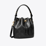 TORY BURCH T MONOGRAM LEATHER BUCKET BAG