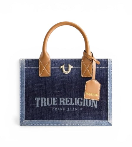 True Religion Bag for Women, small Handbag with Adjustable Shoulder Strap and Denim