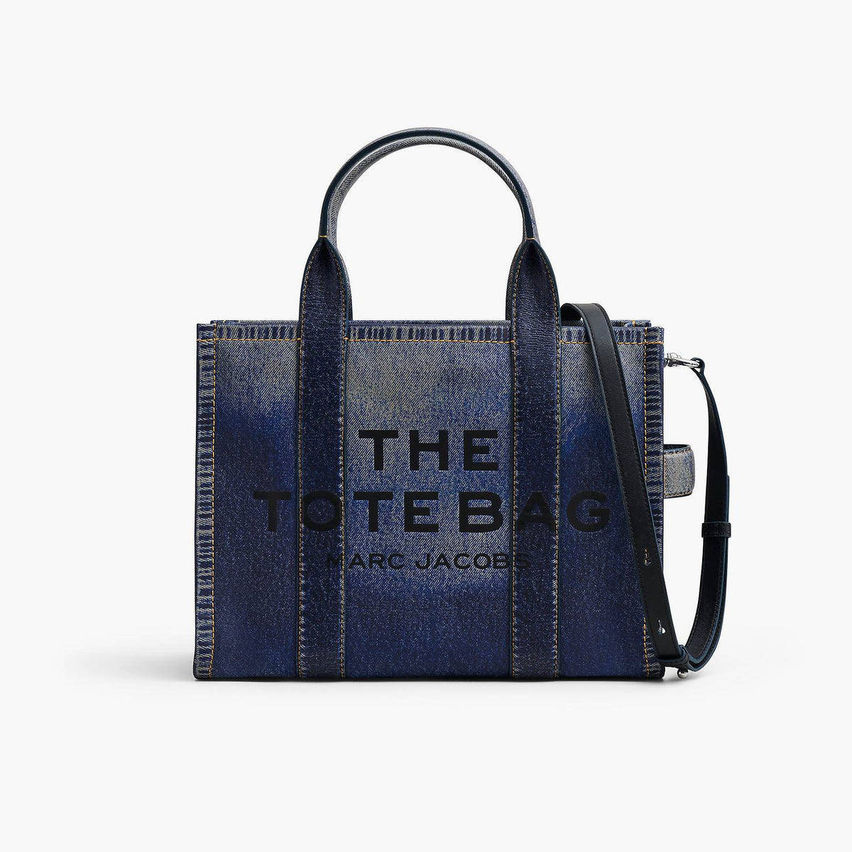 THE DENIM-PRINTED LEATHER MEDIUM TOTE BAG MARC JACOBS