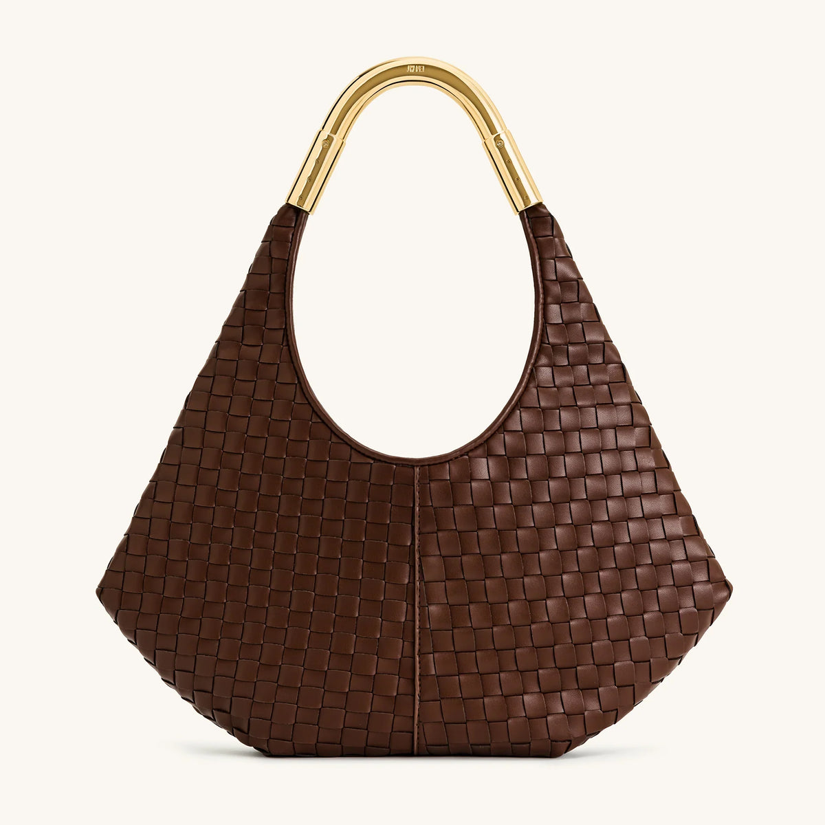 JW Olivia Hand-Woven Metal Handle Hobo Bag - Brown