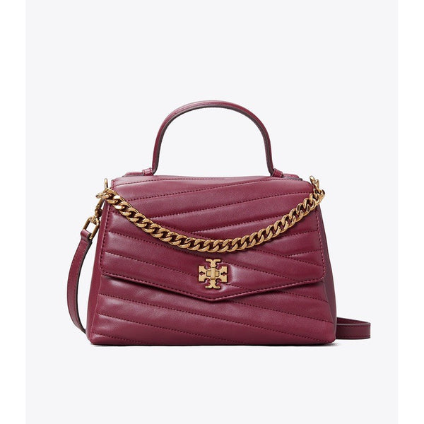 Tory Burch Burgundy Chevron Leather Kira Top Handle Bag