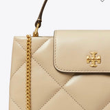 Tory Burch Kira Diamond Quilt TOP-HANDLE Bag In Light Stone