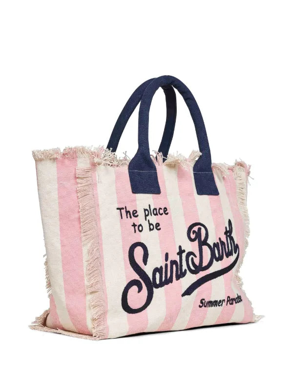 MC2 SAINT BARTH colette vertical-stripes tote bag in pink