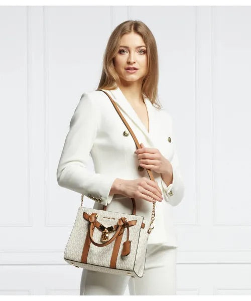 Michael Kors Nouveau Hamilton Small Logo and Leather Satchel