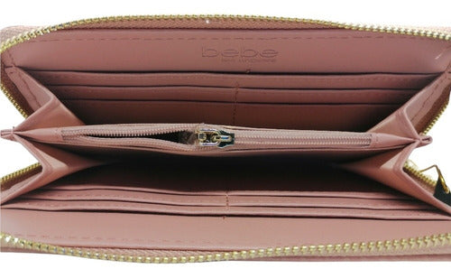 Bebe large pink croc leather wallet