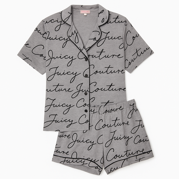 Juicy Couture 2 piece set Gray Script Pajama Set size Large