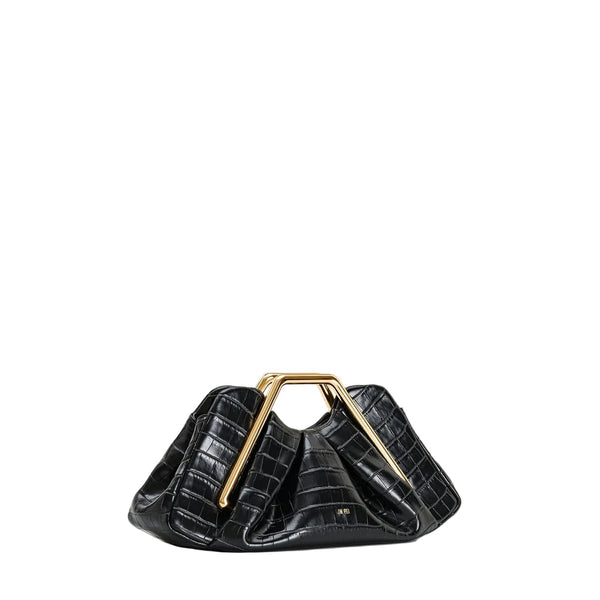JW PEI Lila Metal Frame Clutch in Black