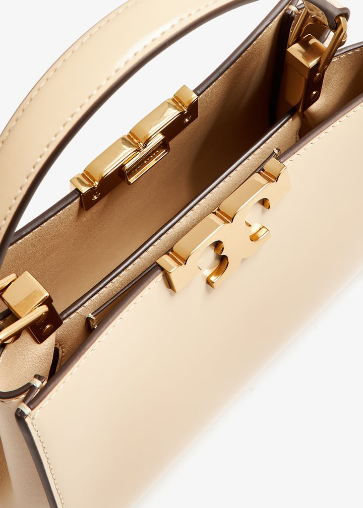 Tory Burch Mini Eleanor Satchel in Beige leather with Gold-Tone hardware
