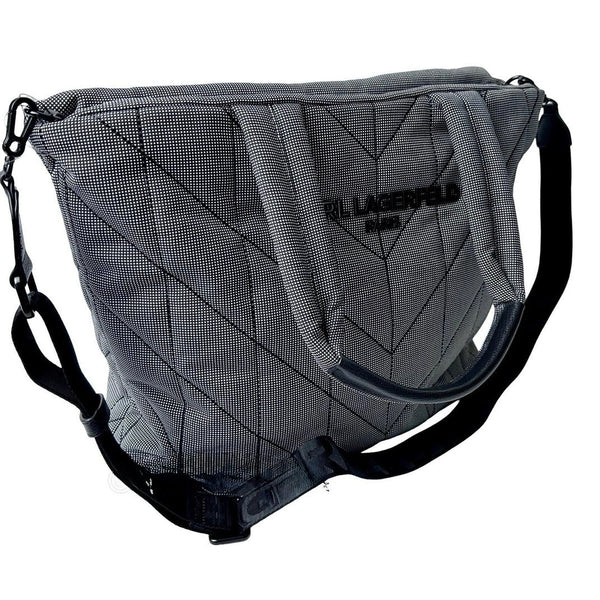 Karl Lagerfeld Paris Voyage Quilted Black & White Large Tote Bag