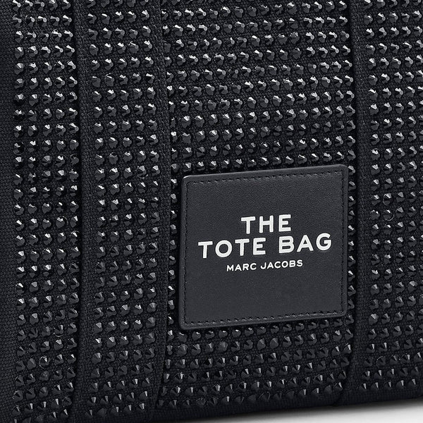 MARC JACOBS THE CRYSTAL CANVAS SMALL TOTE BAG IN BLACK
