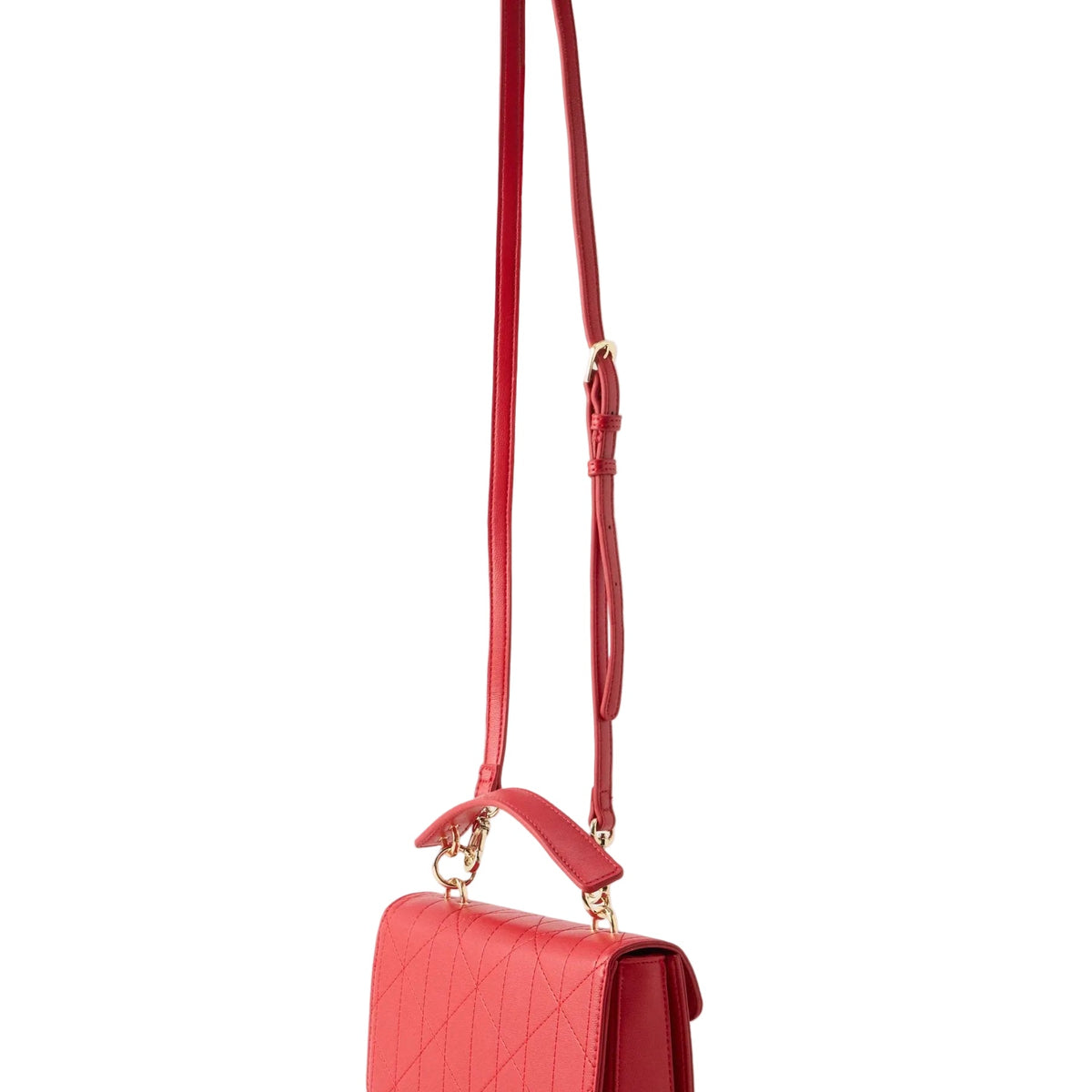 Valentino Bags Melia Satchel Bag with Tonal V Logo In Rubino Red
