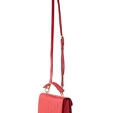 Valentino Bags Melia Satchel Bag with Tonal V Logo In Rubino Red