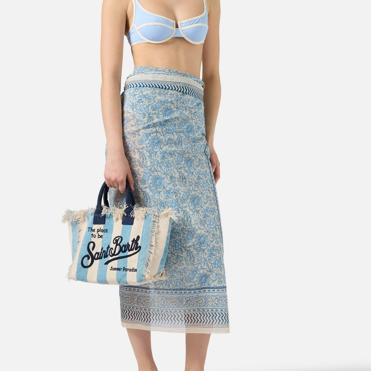 MC2 SAINT BARTH colette vertical-stripes tote bag in blue