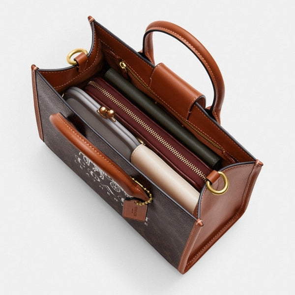 Coach Ace Tote 26 With Horse And Carriage Print