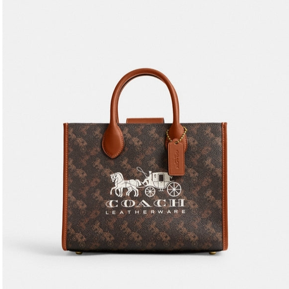 Coach Ace Tote 26 With Horse And Carriage Print
