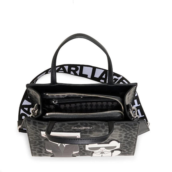 Karl Lagerfeld Paris Maybelle Satchel In Black/grey Leopard