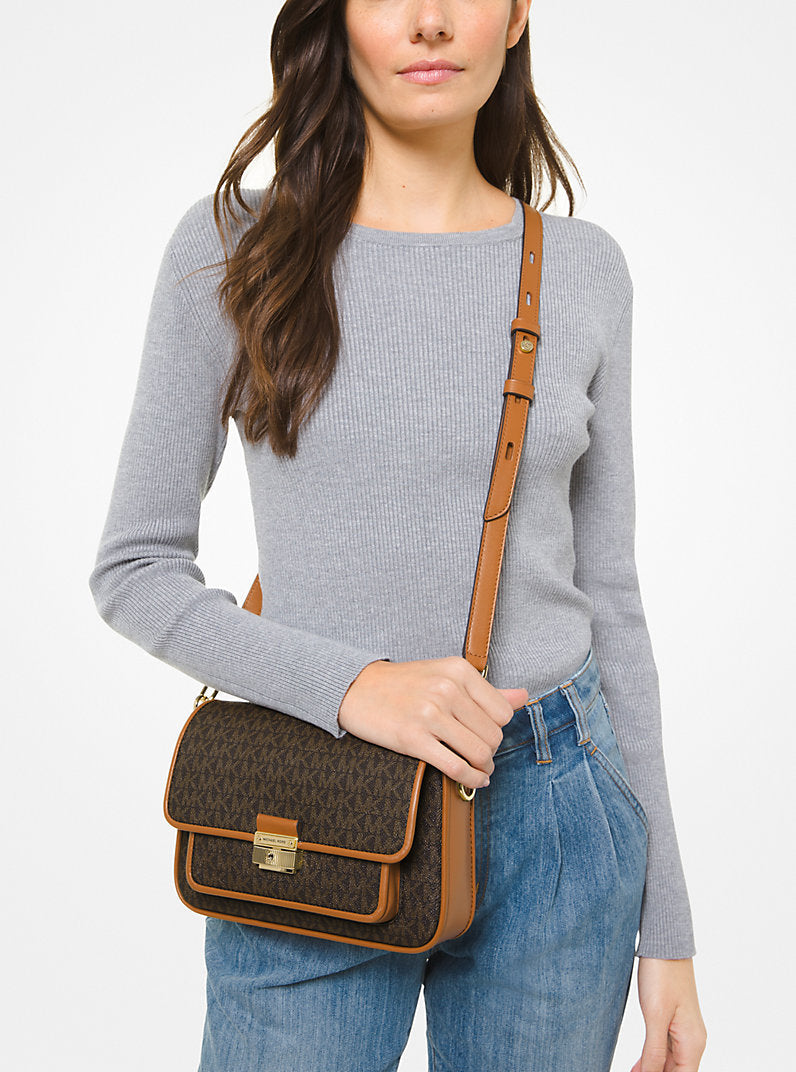 Michael Kors Bradshaw Medium Logo and Leather Messenger Bag