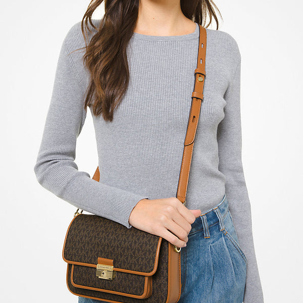 Michael Kors Bradshaw Medium Logo and Leather Messenger Bag