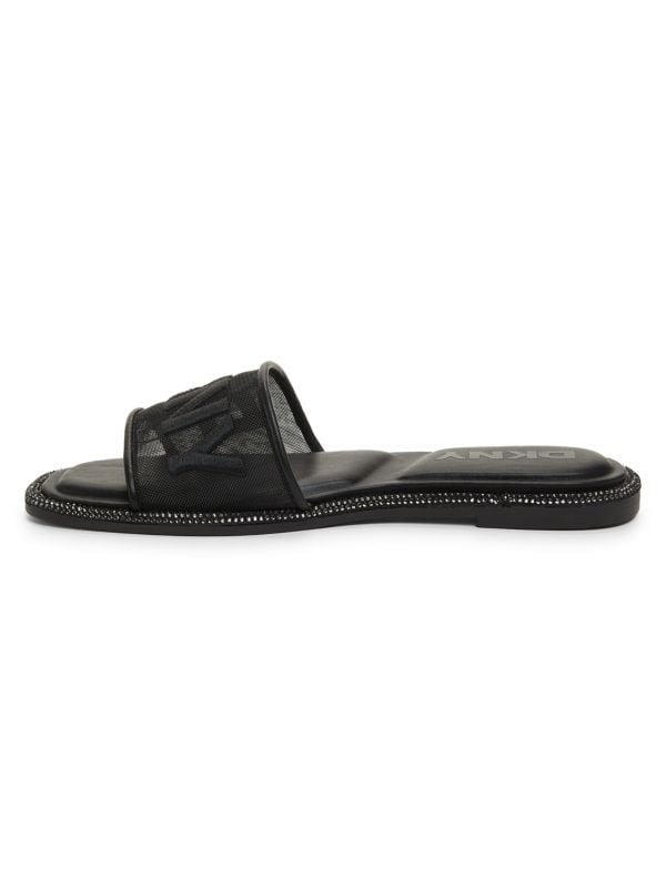 DKNY Badin Logo Embellished-Trim Flat Sandals