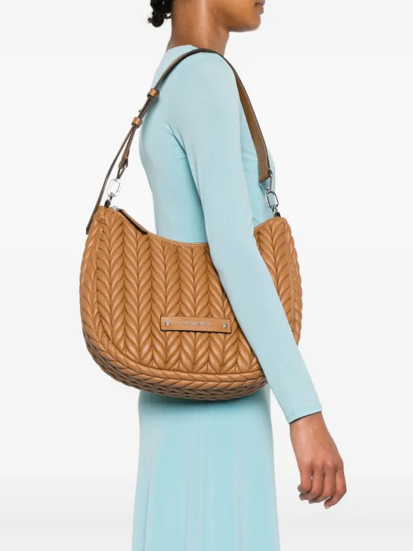 Karl Lagerfeld K/Weave Hobo Bag in caramel brown color