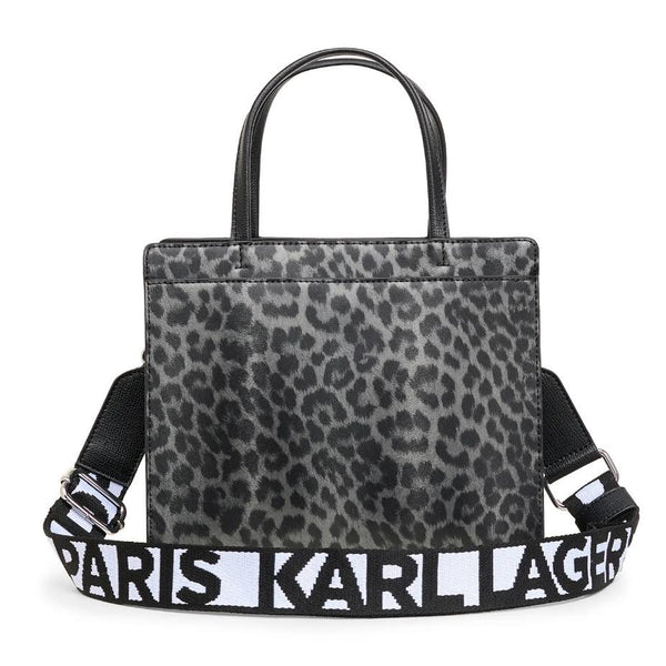 Karl Lagerfeld Paris Maybelle Satchel In Black/grey Leopard