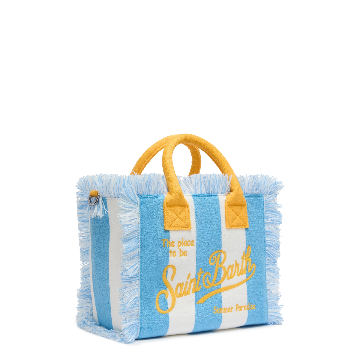 MC2 SAINT BARTH COLETTE SPONGE LIGHT BLUE STRIPED TERRY HANDBAG