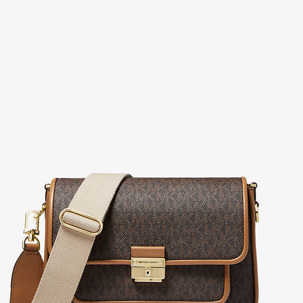 Michael Kors Bradshaw Medium Logo and Leather Messenger Bag