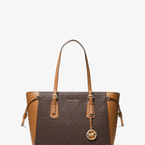 Micheal Kors Large Jet Set tote bag with color blocking and signature logo in brown