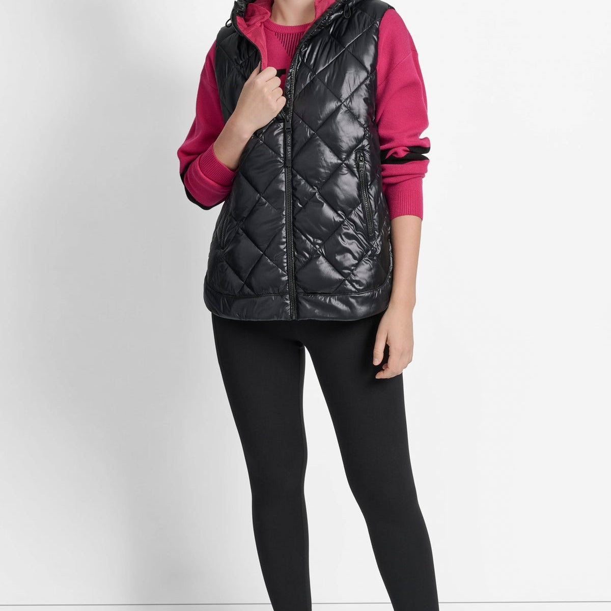 DKNY QUILTED HOODED VEST size M
