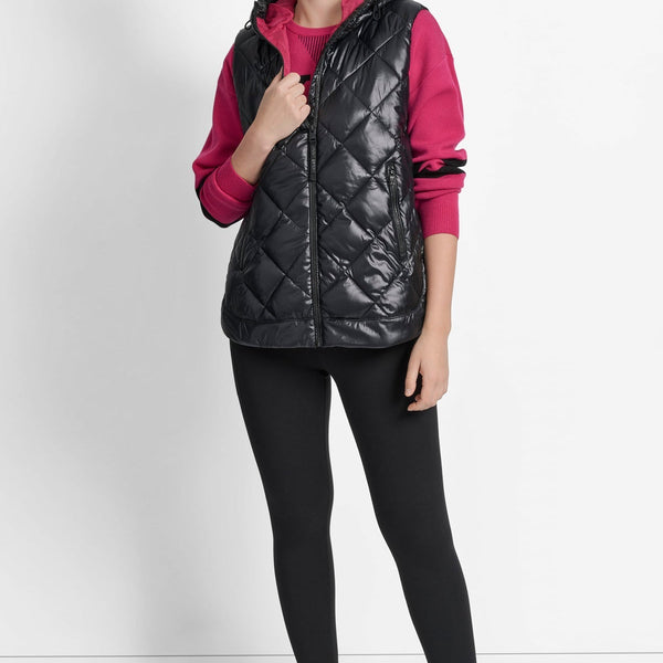 DKNY QUILTED HOODED VEST size M