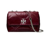 Tory Burch Small Kira Diamond Quilted DISTRESSED Shoulder Bag In BURGUNDY
