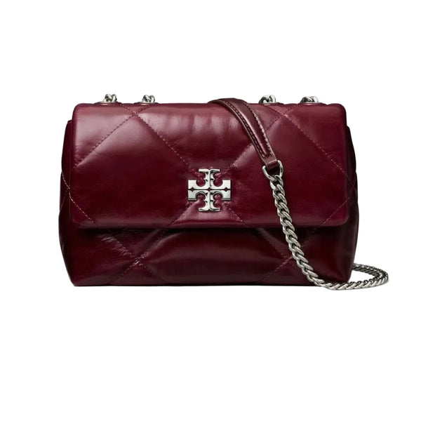 Tory Burch Small Kira Diamond Quilted DISTRESSED Shoulder Bag In BURGUNDY