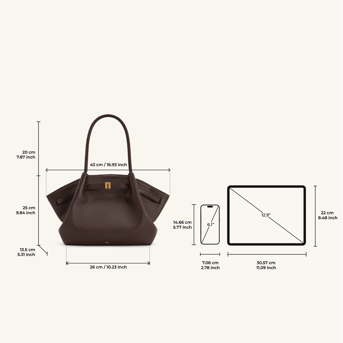 Hana Medium Tote Bag - Dark Brown