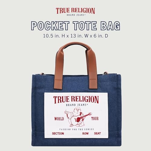 True religion medium denim tote bag