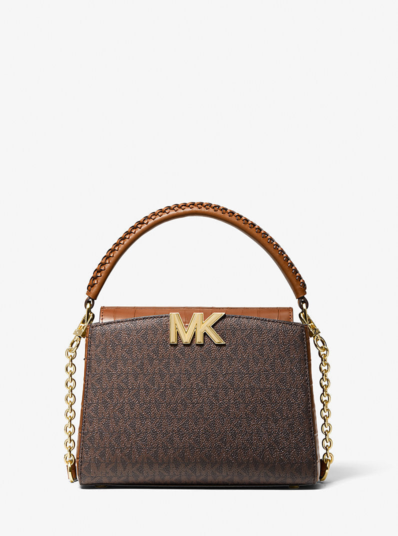 Michael Kors Small Logo and Crocodile Embossed Leather Crossbody Bag