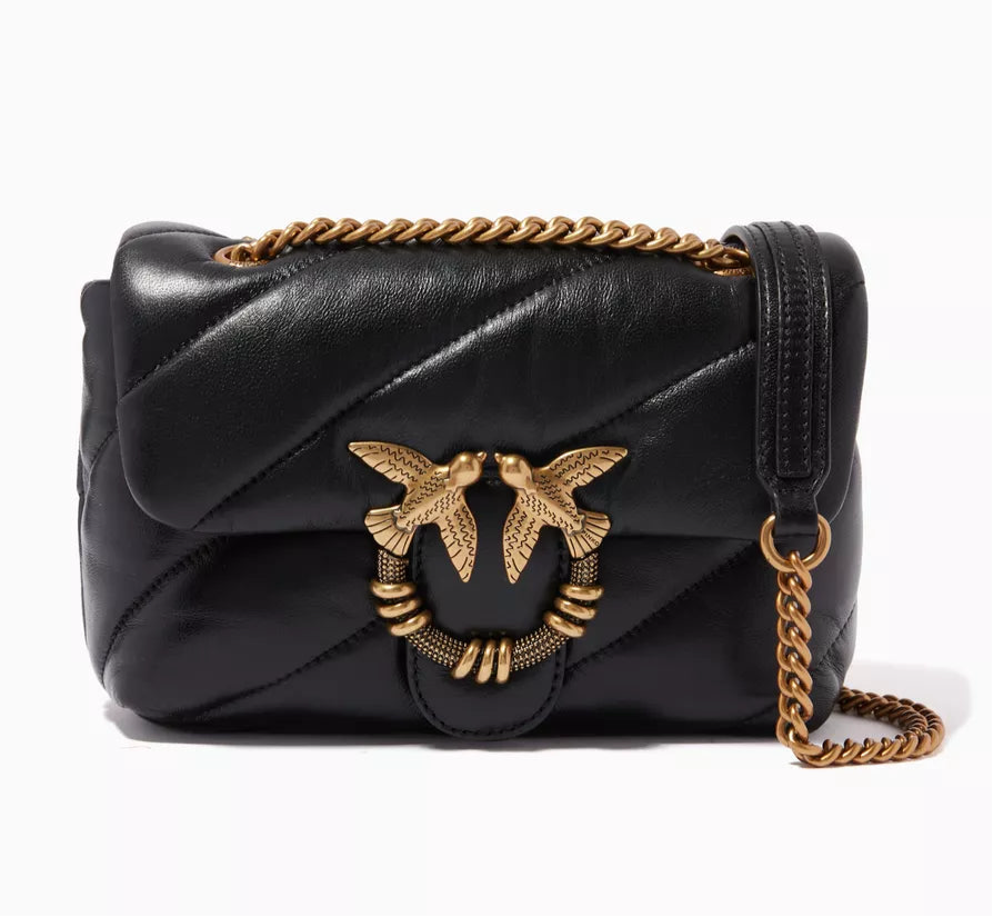 Pinko Love Mini Bag in Nappa Leather with Quilted Puff and Stones