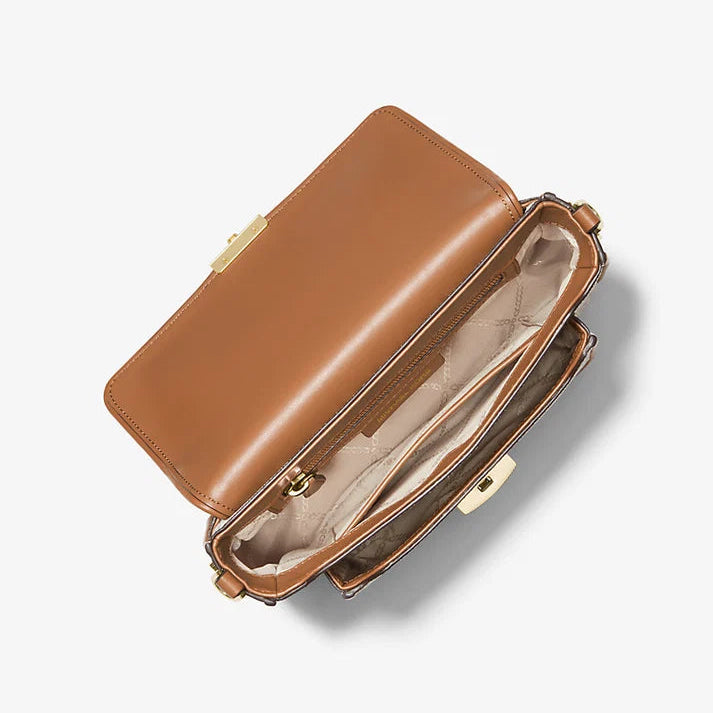 MICHAEL KORS Bradshaw Medium Logo and Leather Messenger Bag