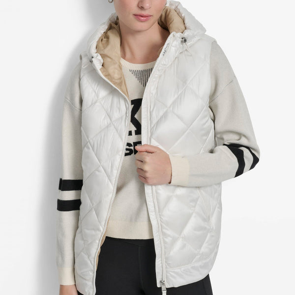 DKNY QUILTED HOODED VEST size L