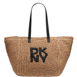 DKNY Paloma Crochet Raffia Logo Tote