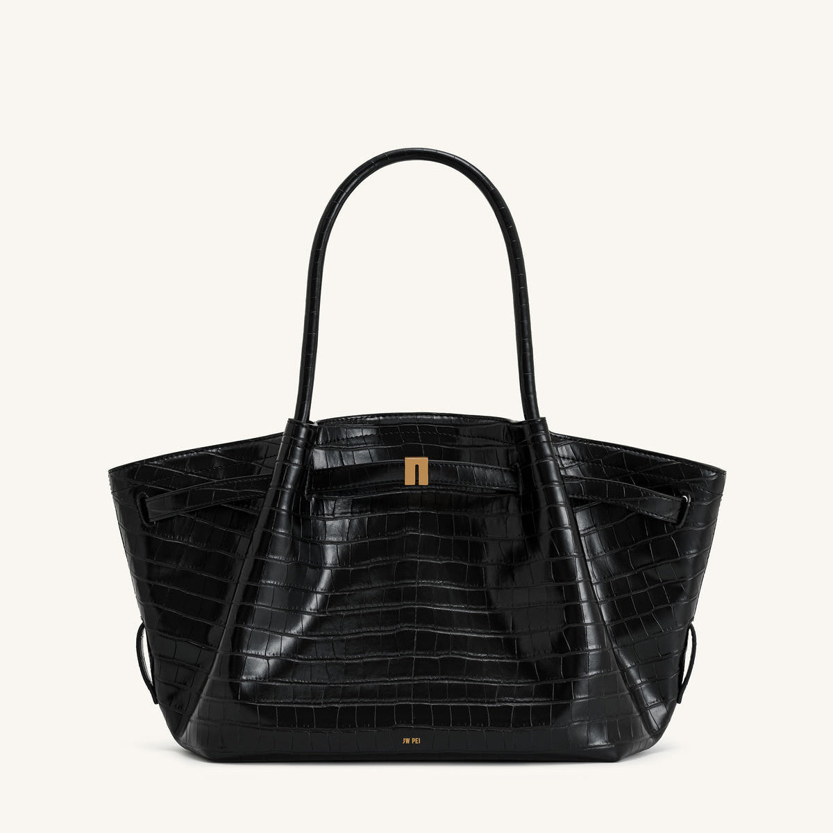 JW PEI Hana Medium Tote Bag - Black Croc