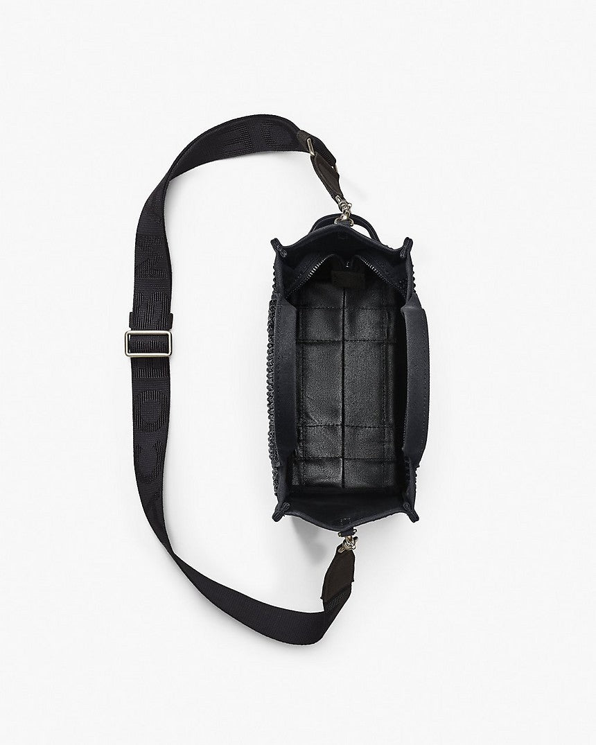 MARC JACOBS THE CRYSTAL CANVAS SMALL TOTE BAG IN BLACK