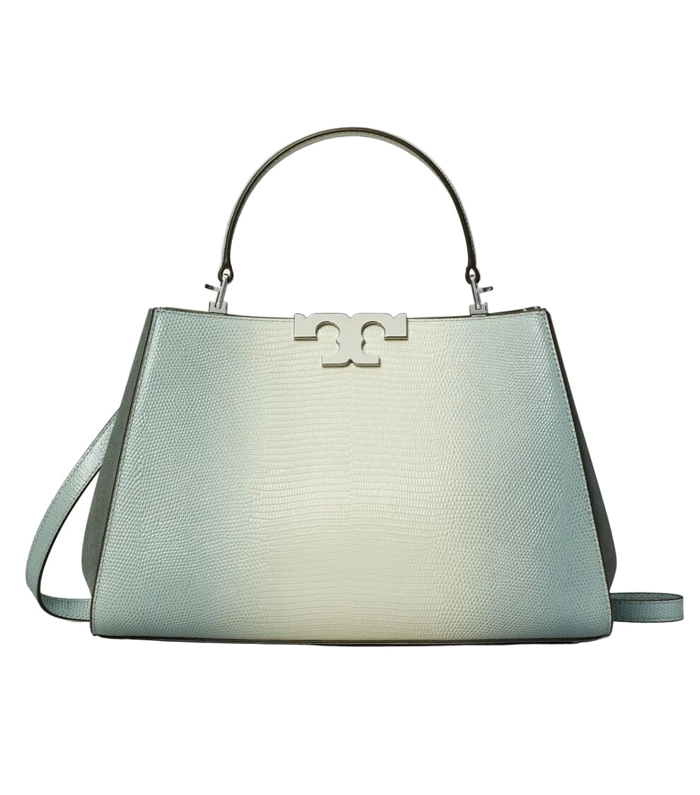 Tory Burch Eleanor Lizard Satchel in Blanc