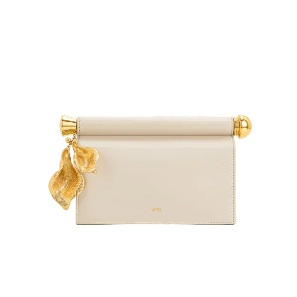 Holly Metal Pendant Embellished Clutch - White
