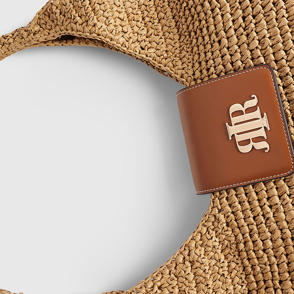 River island Beige Raffia Flap Front Shoulder Bag