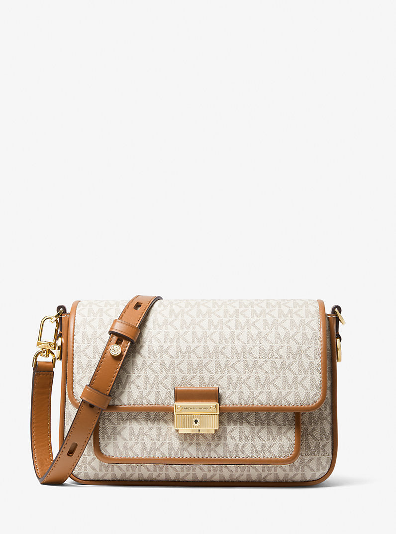Michael Kors Bradshaw Medium Logo and Leather Messenger Bag