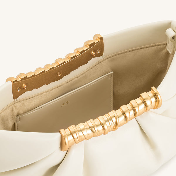 JW PEI Leia Pleated Clutch in White
