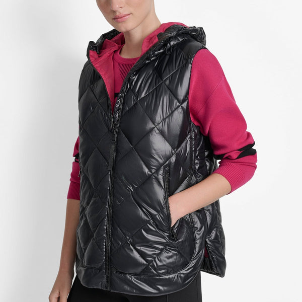 DKNY QUILTED HOODED VEST size M