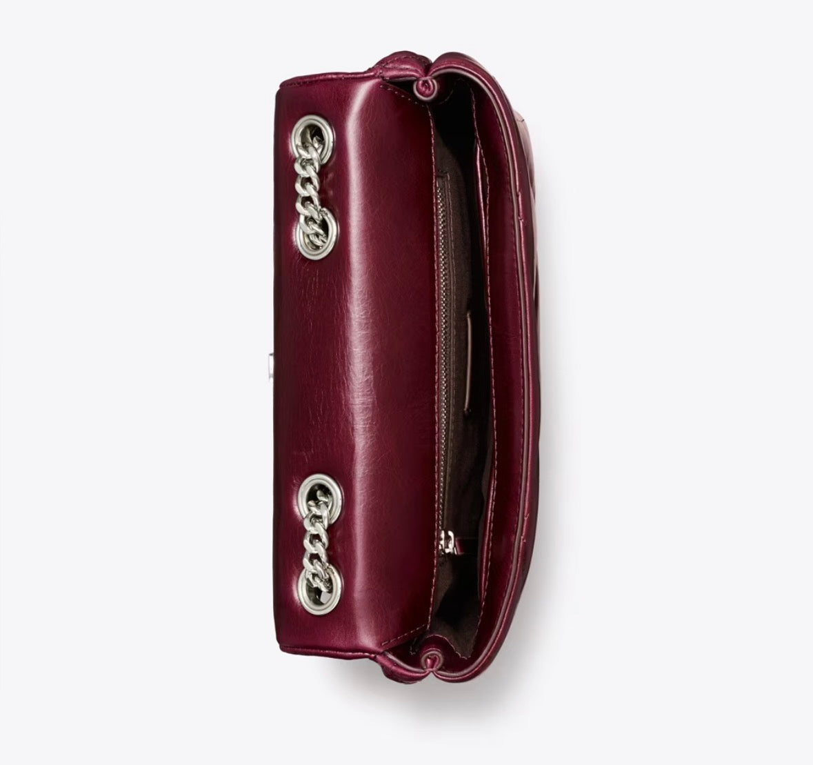 Tory Burch Small Kira Diamond Quilted DISTRESSED Shoulder Bag In BURGUNDY