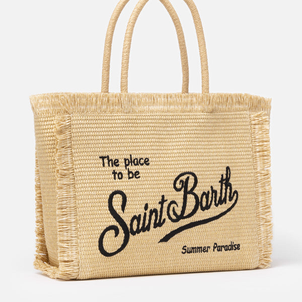 MC2 SAINT BARTH BEIGE STRAW EFFECT VANITY TOTE BAG