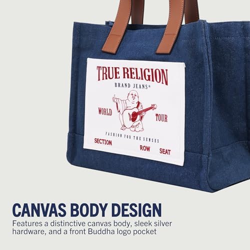 True religion medium denim tote bag